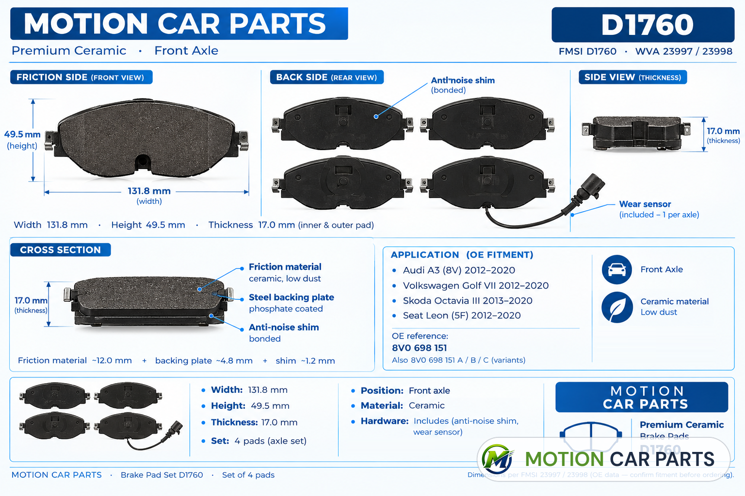 Motion brake pads MBP 6981