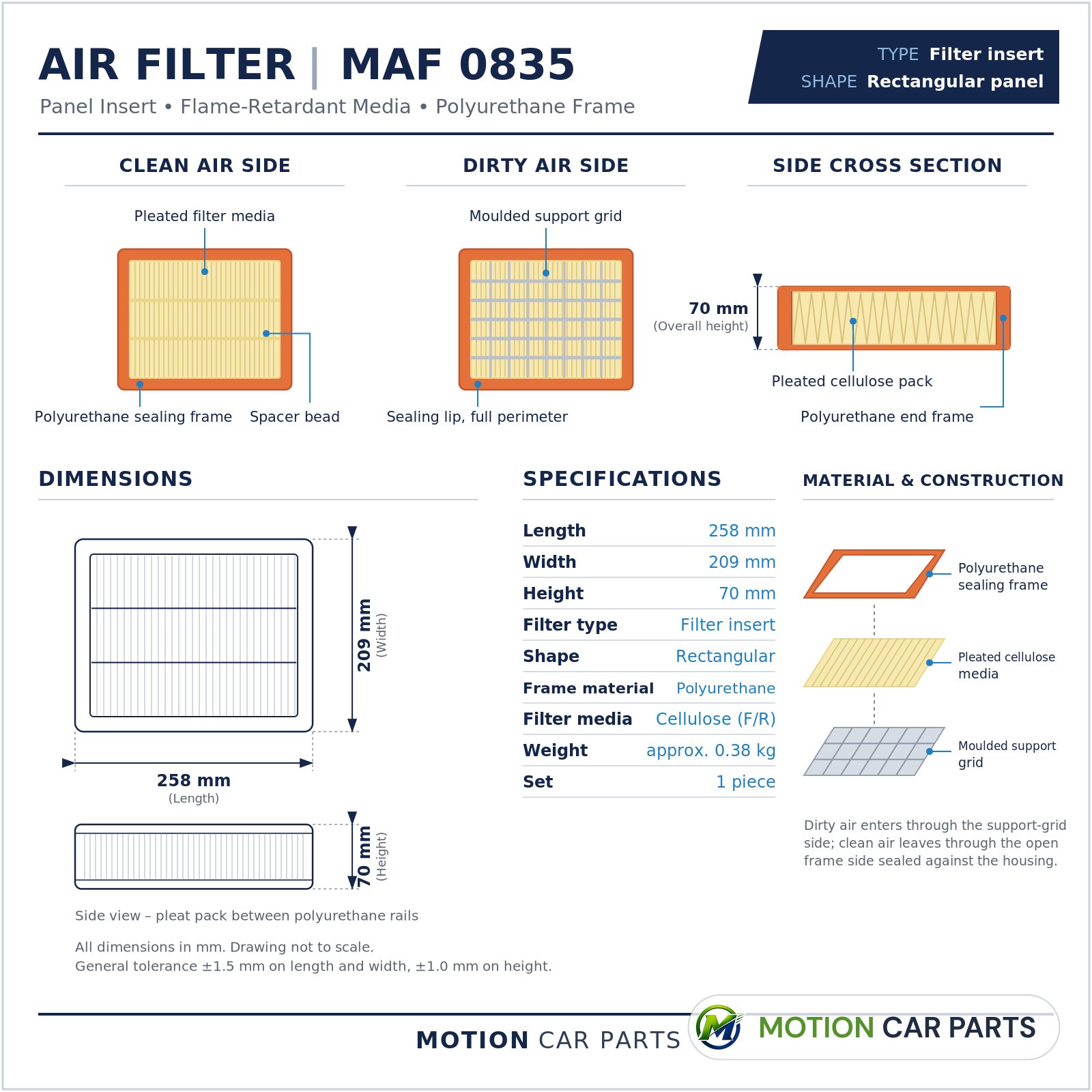 Motion air filter MAF 0835