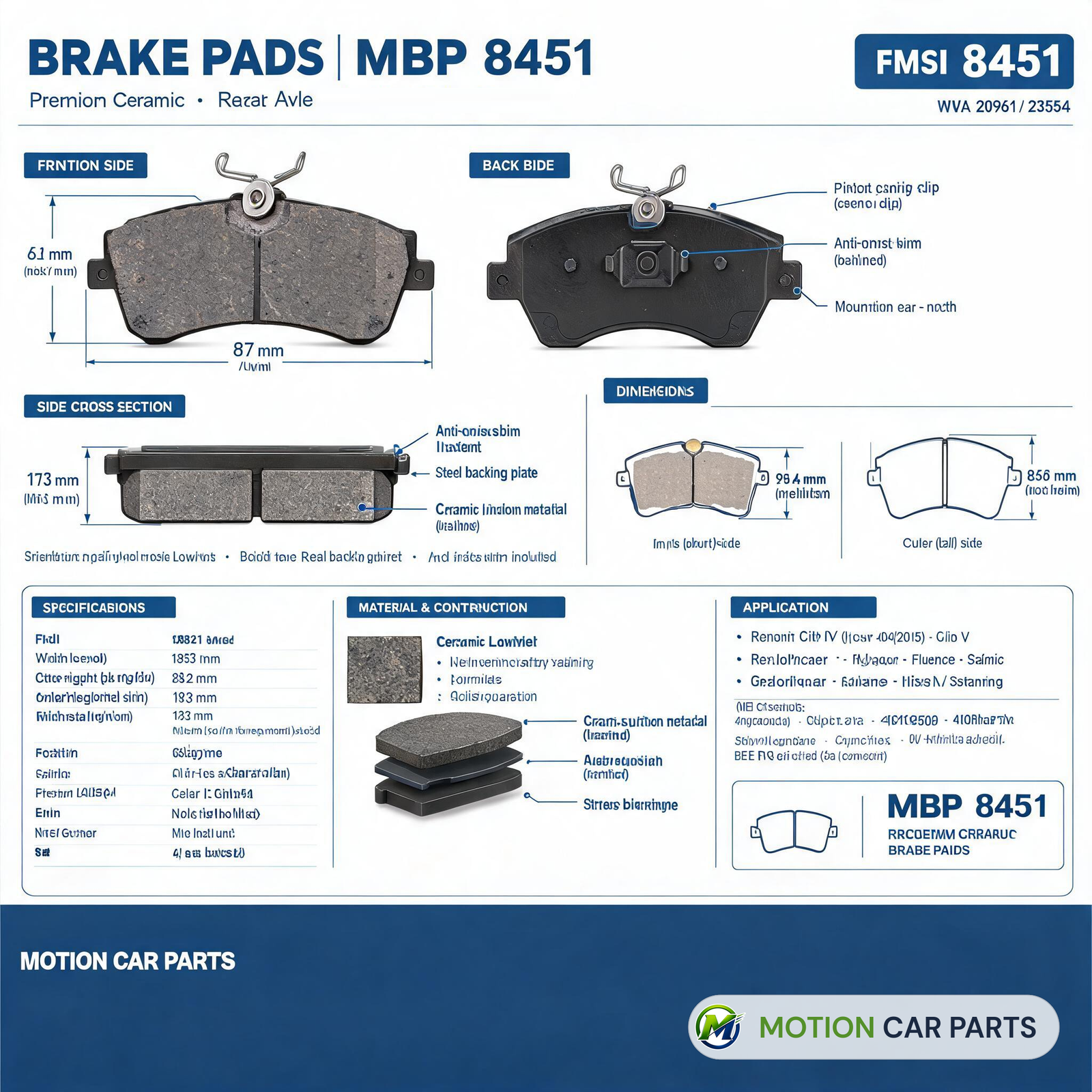 Motion brake pads MBP 8451