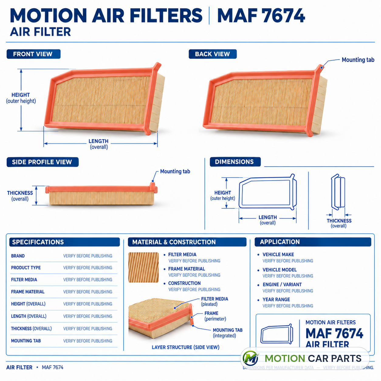 Motion air filter MAF 7674